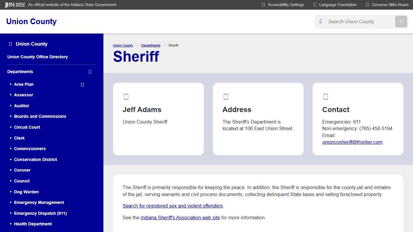 Union County: Sheriff